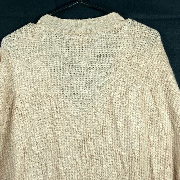 American Eagle Womens Sweater Beige V Neck Oversized Knit Stretch Large - Picture 11 of 12